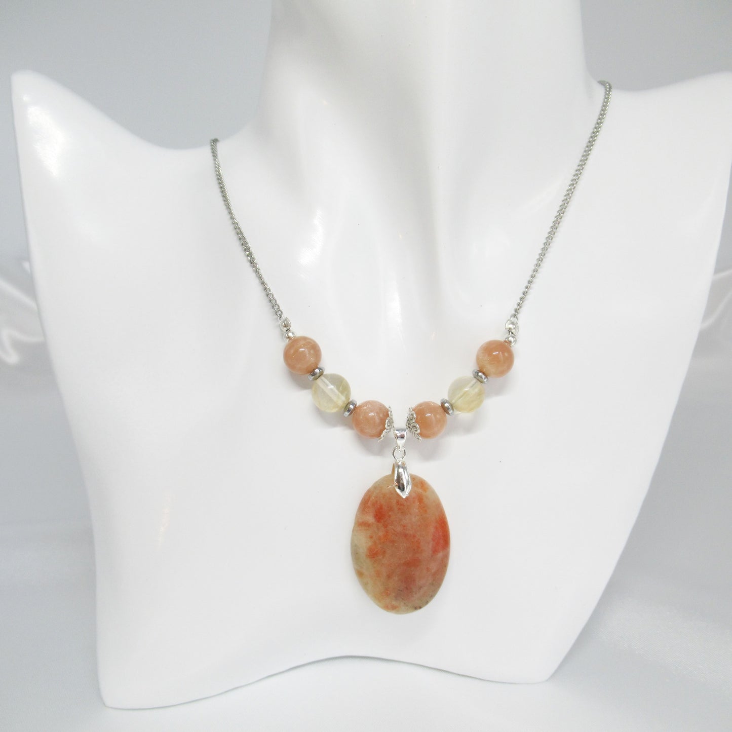 Collier en pierre naturelle - Pierre de soleil et Citrine