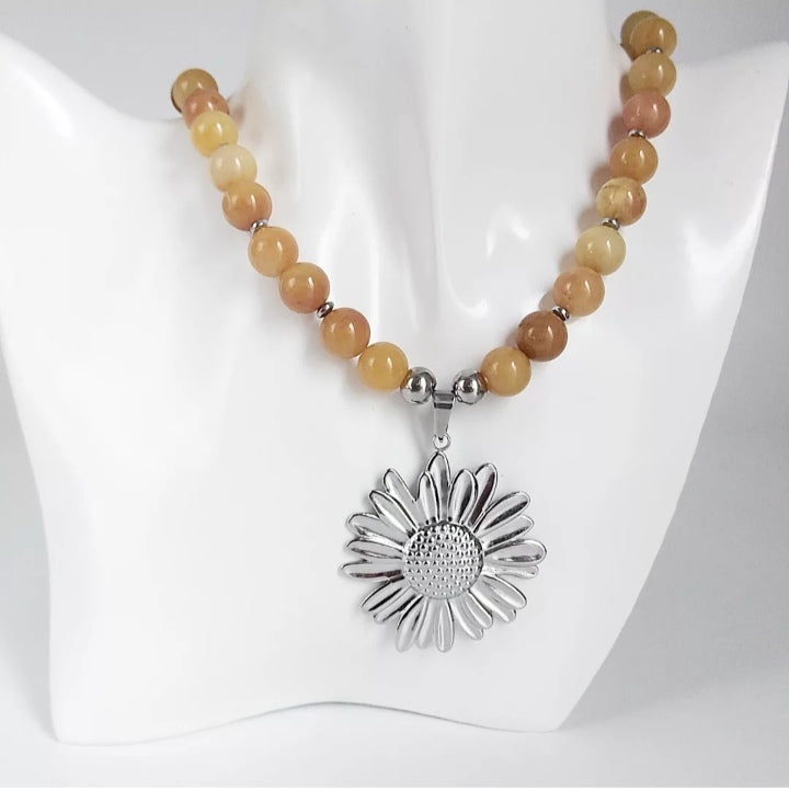 Collier en pierre naturelle - Aventurine jaune - Tournesol