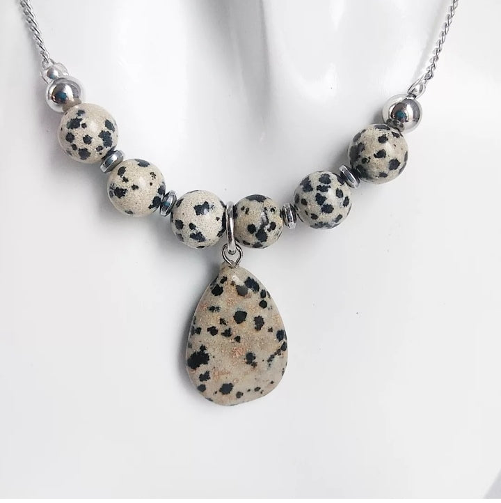 Collier en pierre naturelle - Jaspe Dalmatien