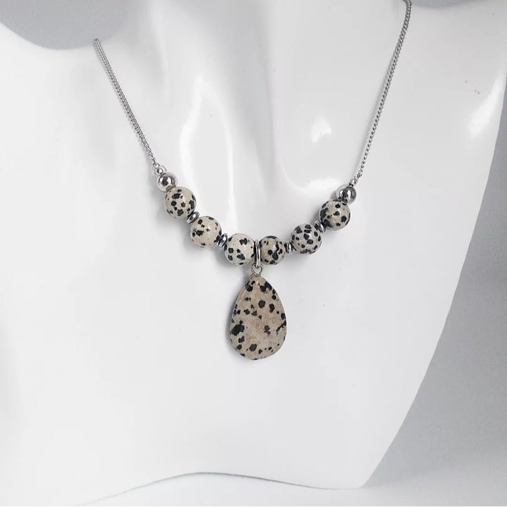 Collier en pierre naturelle - Jaspe Dalmatien