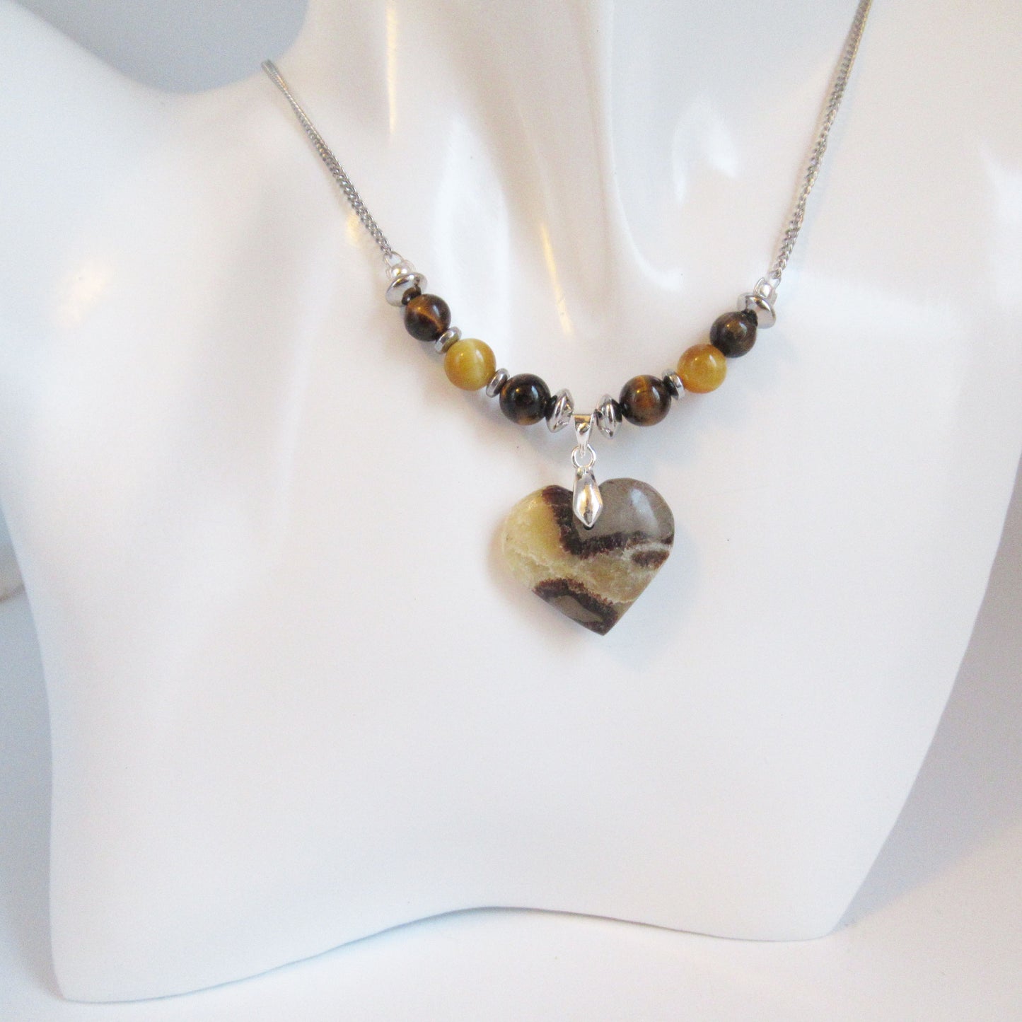 Collier Septaria Oeil de tigre en pierres naturelles