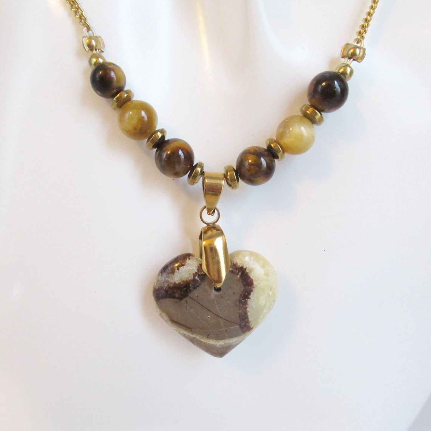 Collier Septaria Oeil de tigre en pierres naturelles