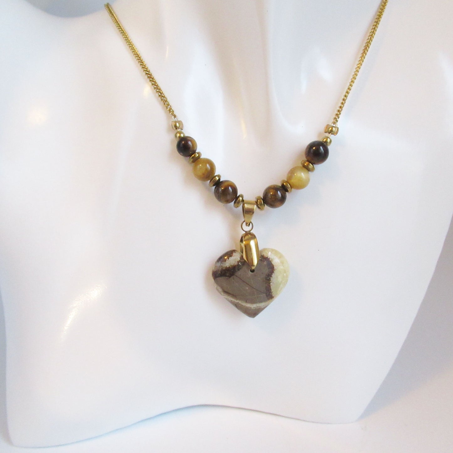Collier Septaria Oeil de tigre en pierres naturelles