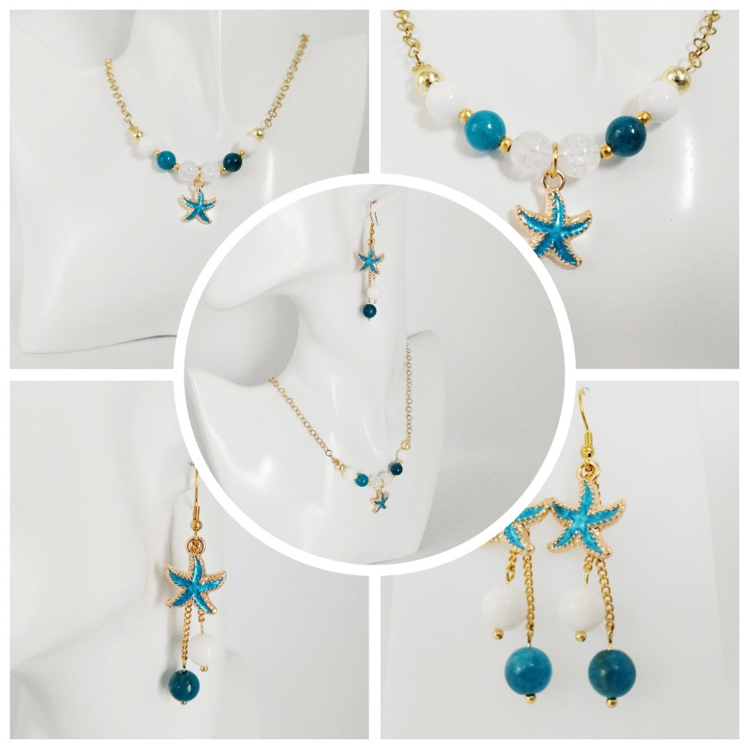 Collier en pierre naturelle - Apatite AAA - Nacre - Cristal de roche
