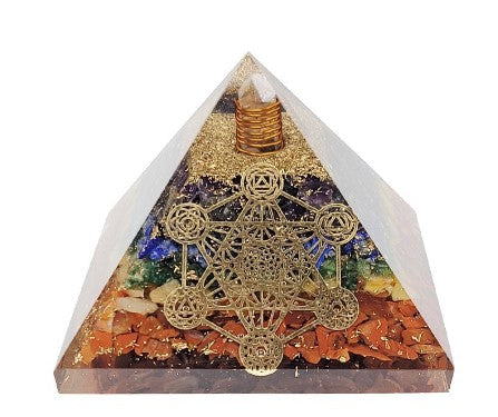 Orgonite Pyramide 75x75mm en pierres naturelles