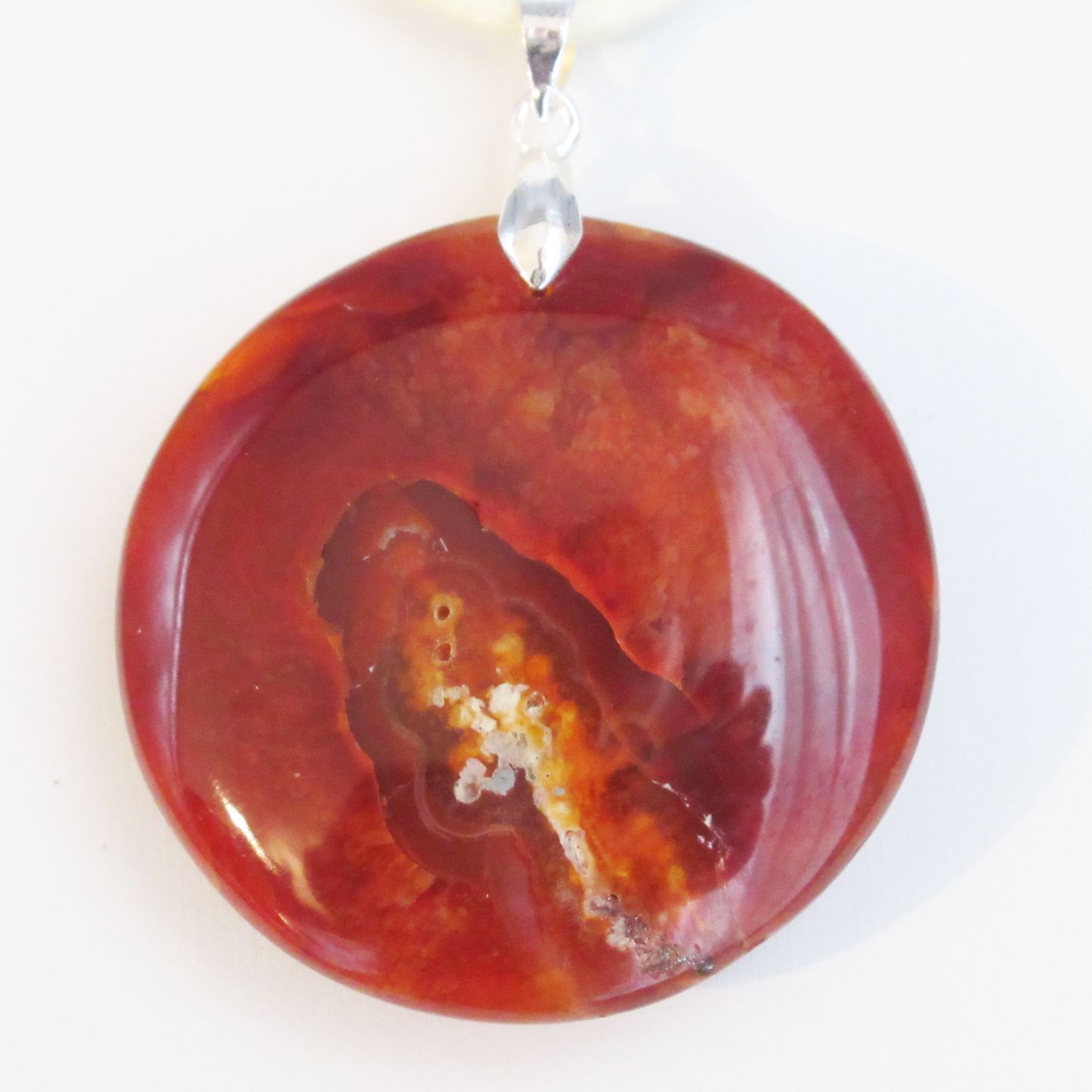 Pendentif en pierre naturelle - Cornaline - Rond