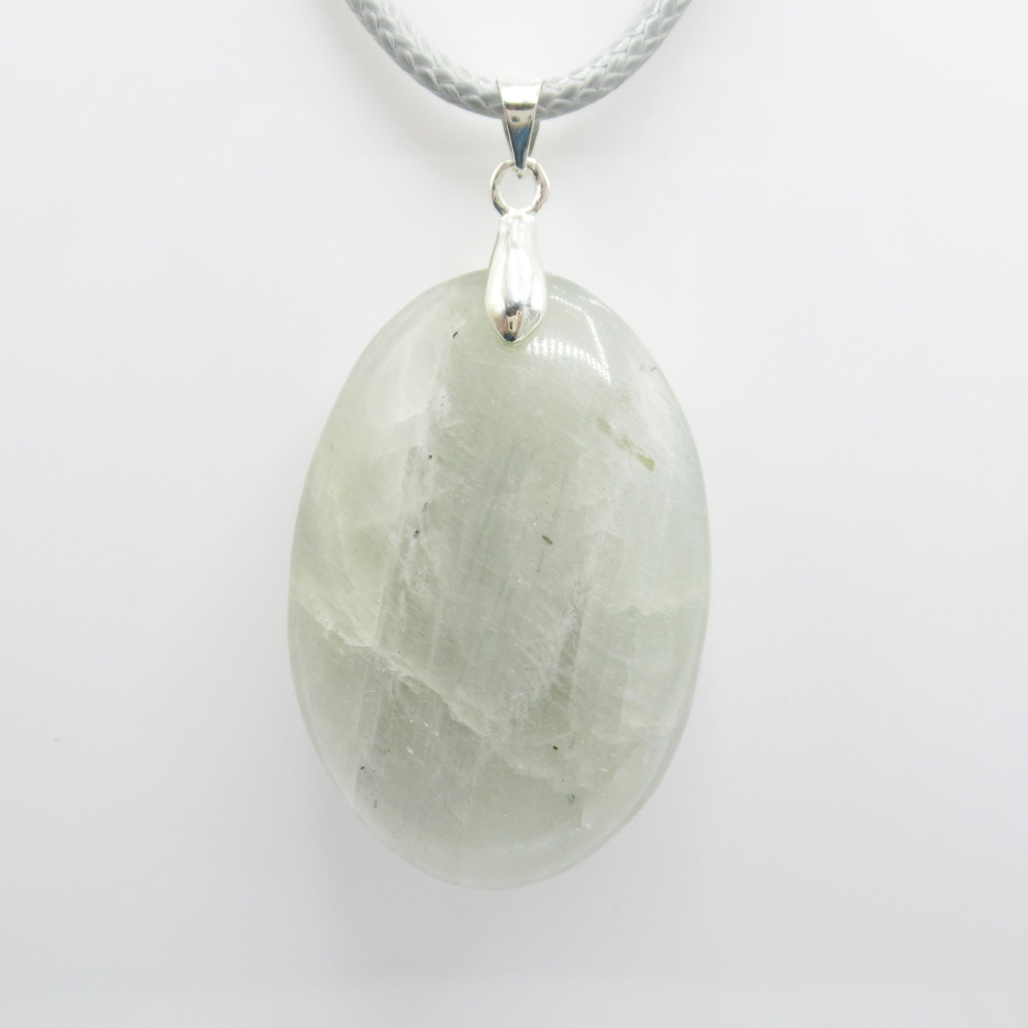 Pendentif en pierre naturelle - Labradorite blanche nacrée - Ovale