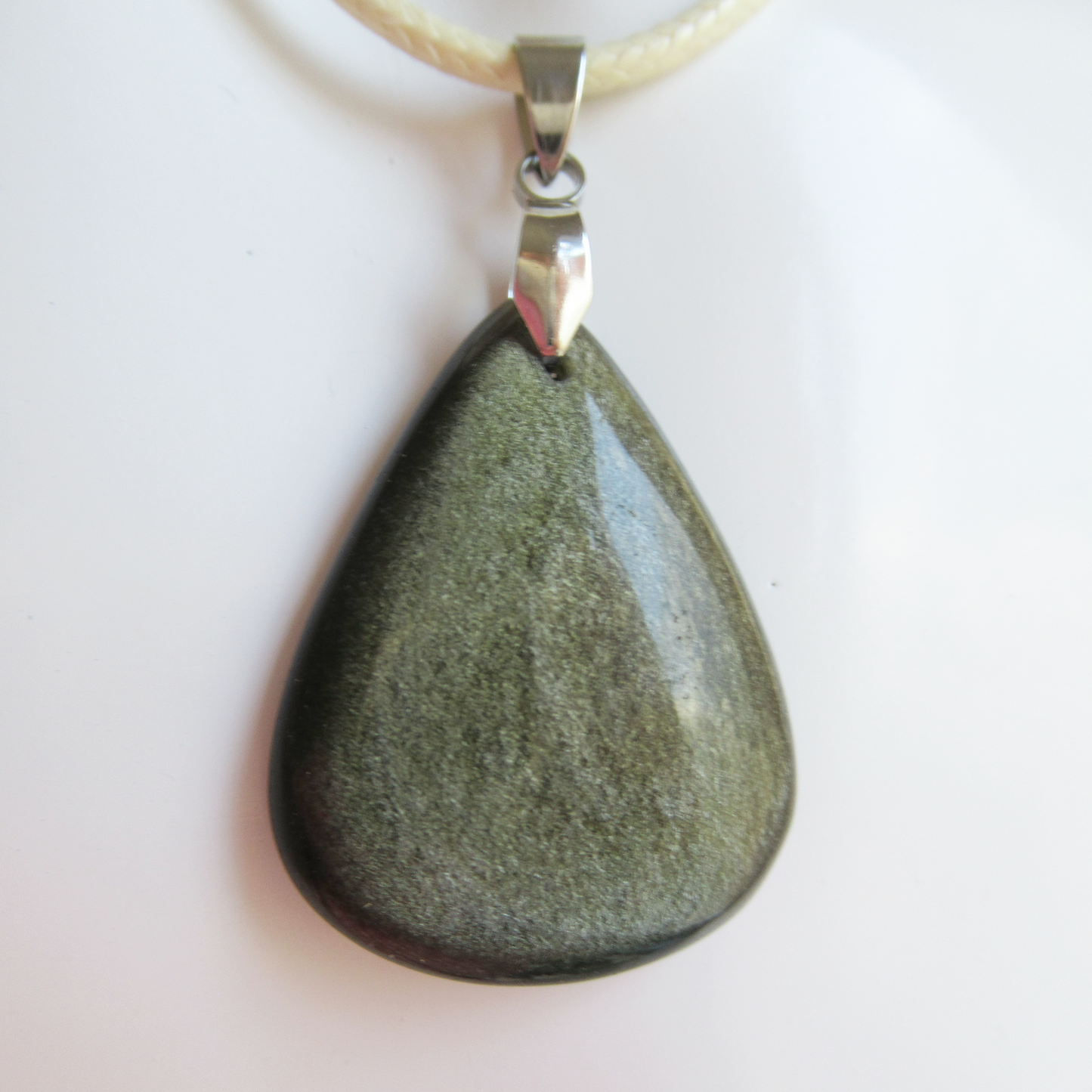 Pendentif en pierre naturelle - Obsidienne Dorée - Goutte