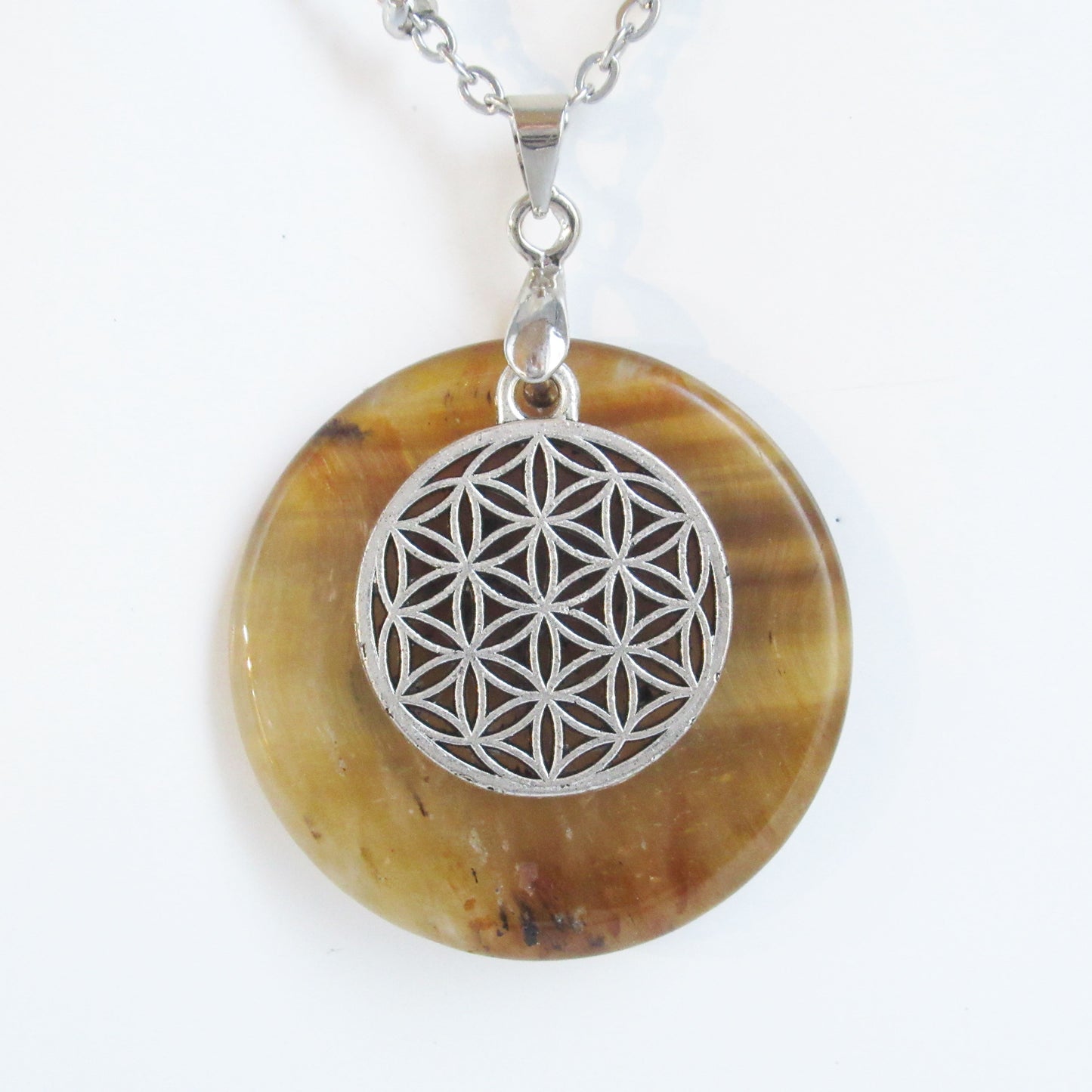 Pendentif Rond Femme/Homme en pierres naturelles - 30 mm