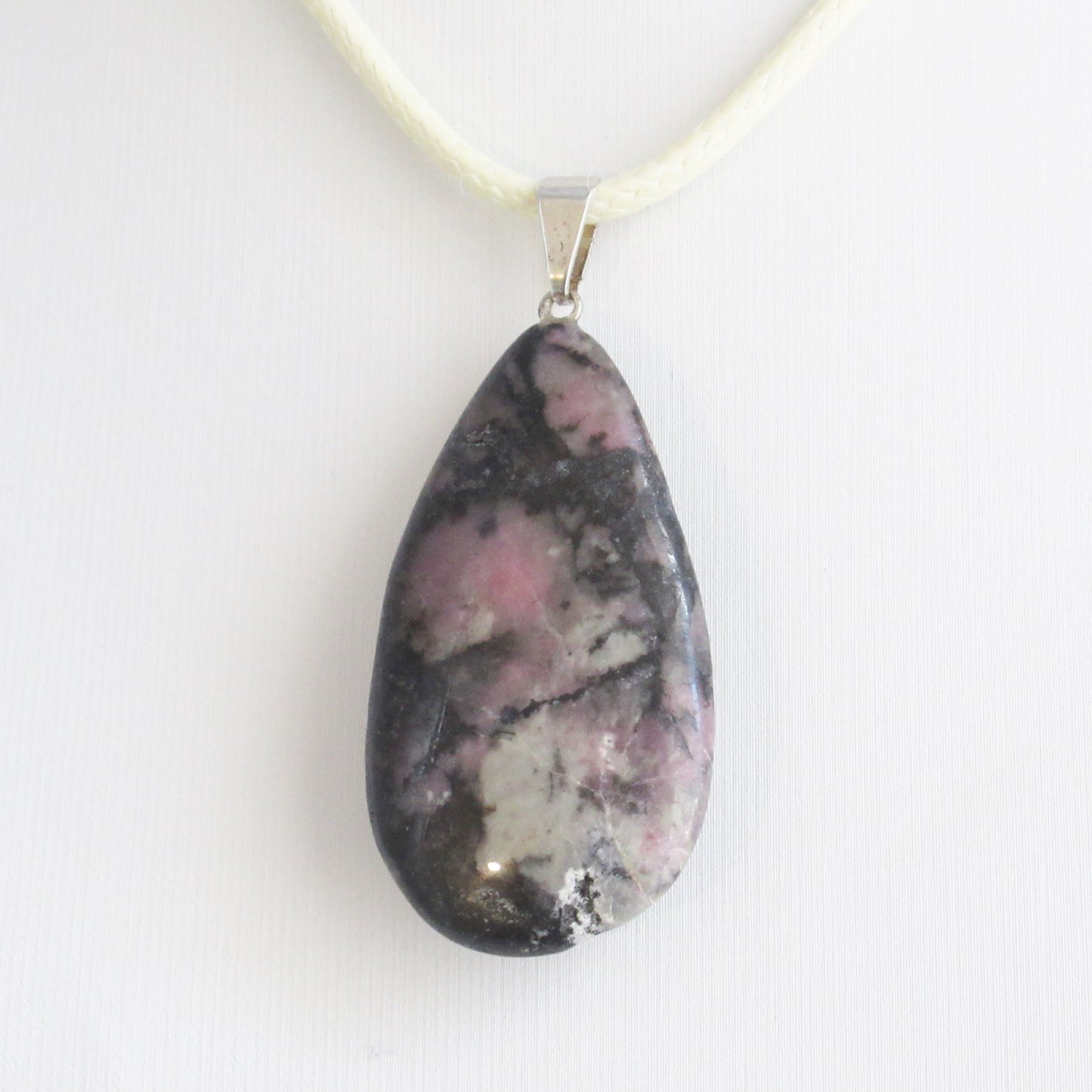 Pendentif en pierre naturelle - Rhodonite - Goutte