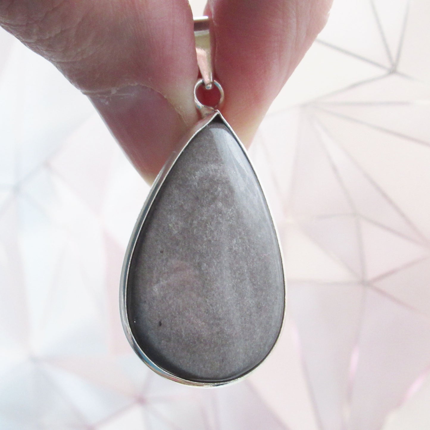 Pendentif en pierre naturelle - Obsidienne argentée