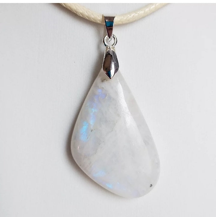 Pendentif en pierre naturelle - Pierre de lune blanche