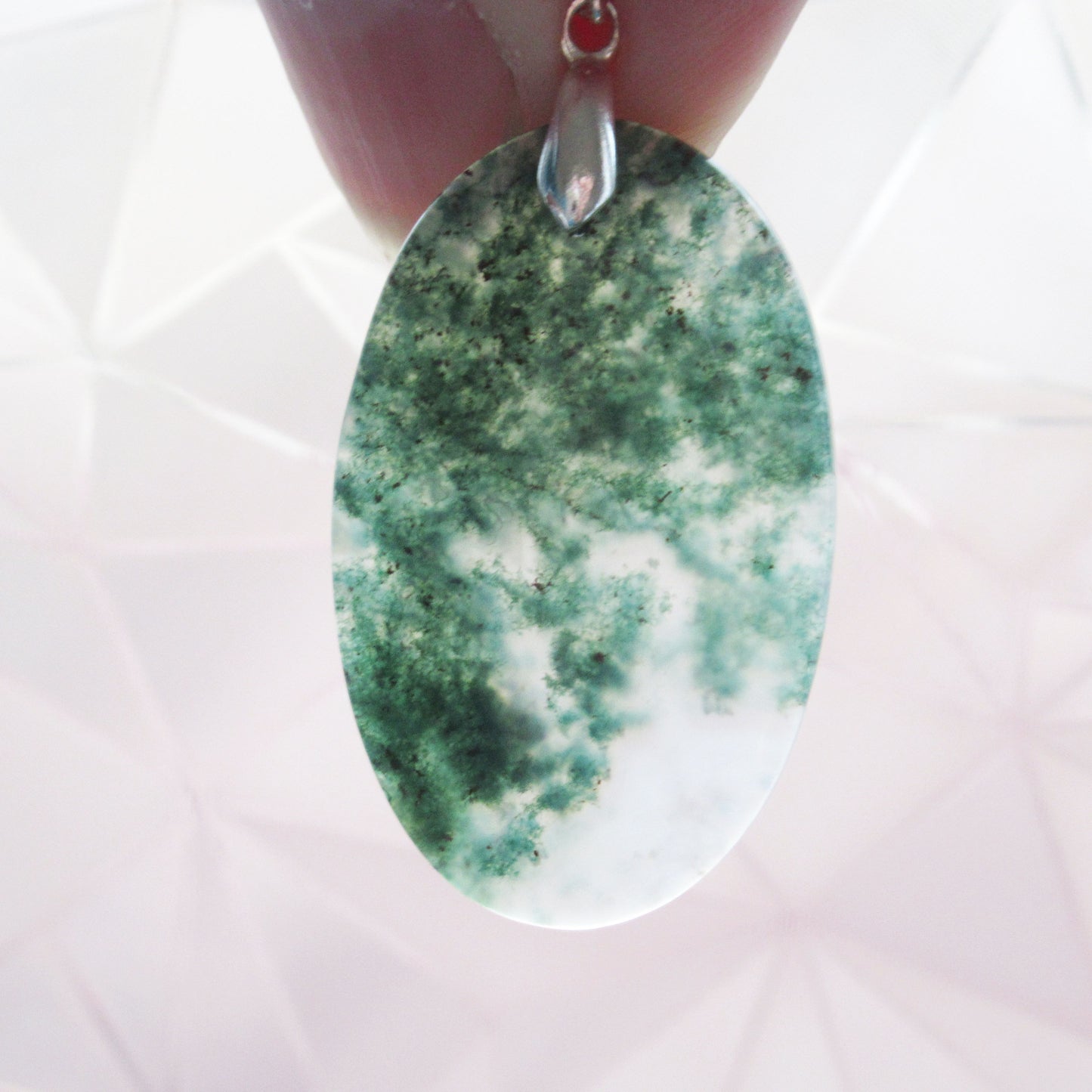 Pendentif en pierre naturelle - Agate Mousse - Energie et Harmonie