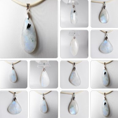 Pendentif en pierre naturelle - Pierre de lune blanche
