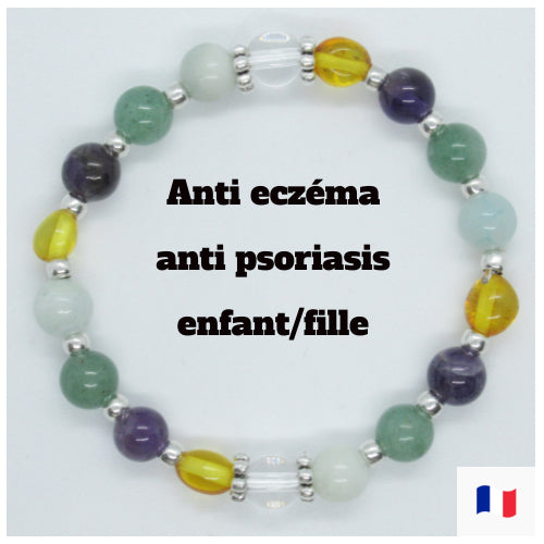 Bracelet anti eczéma et psoriasis Femme/Homme/Enfant en pierres nature… Ce bracelet anti eczéma en pierres naturelles est le remède pour vous débarrasser des problèmes cutanés comme l'eczéma, le psoriasis, la zone ou la dermatite séborrhéique. Un traitement efficace et 100% naturel pour combattre les effets indésirables, apaiser, contrôler les crises jusqu'à les faire totalement disparaitr