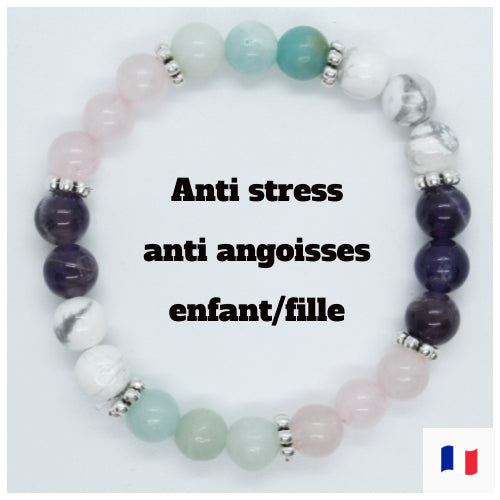 Bracelet pierre anti stress contre l'angoisse et l'anxiété Femme/Homme/Enfant en pierres naturelles