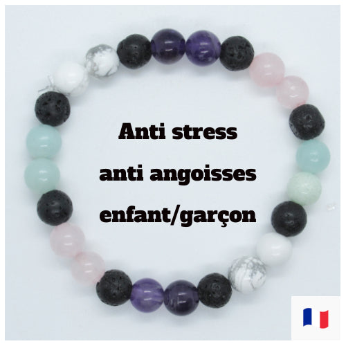 Bracelet pierre anti stress contre l'angoisse et l'anxiété Femme/Homme/Enfant en pierres naturelles