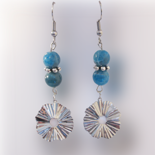 Boucles d'Oreilles - Apatite - Rond ciselé