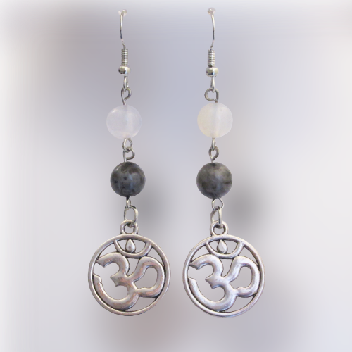 Boucles d'oreilles - Agate Blanche - Labradorite - Om