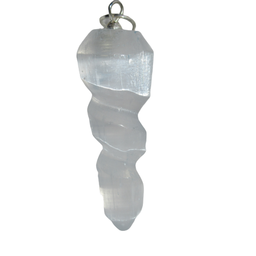 Pendentif en pierre naturelle - Sélénite - Spirale