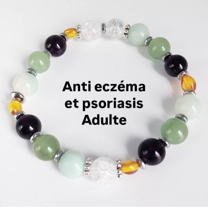 Bracelet anti eczéma et psoriasis Femme/Homme/Enfant en pierres nature…  Ce bracelet anti eczéma en pierres naturelles est le remède pour vous débarrasser des problèmes cutanés comme l'eczéma, le psoriasis, la zone ou la dermatite séborrhéique. Un traitement efficace et 100% naturel pour combattre les effets indésirables, apaiser, contrôler les crises jusqu'à les faire totalement disparaitr