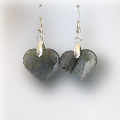 Boucles d'Oreilles - Labradorite - Coeur