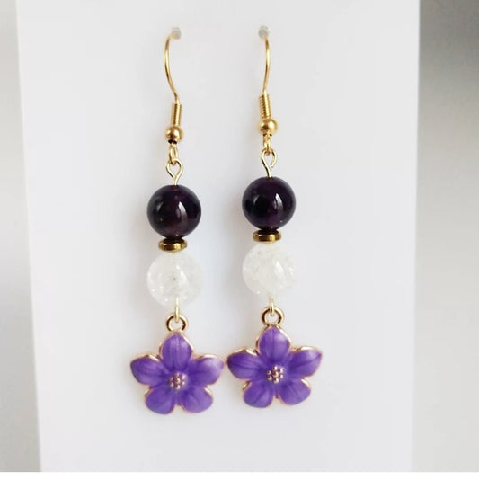 Boucles d'oreilles dorées en pierres naturelles - Améthyste