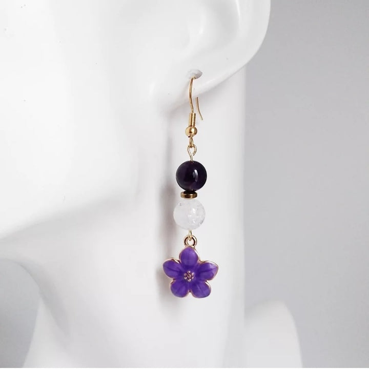 Boucles d'oreilles dorées en pierres naturelles - Améthyste