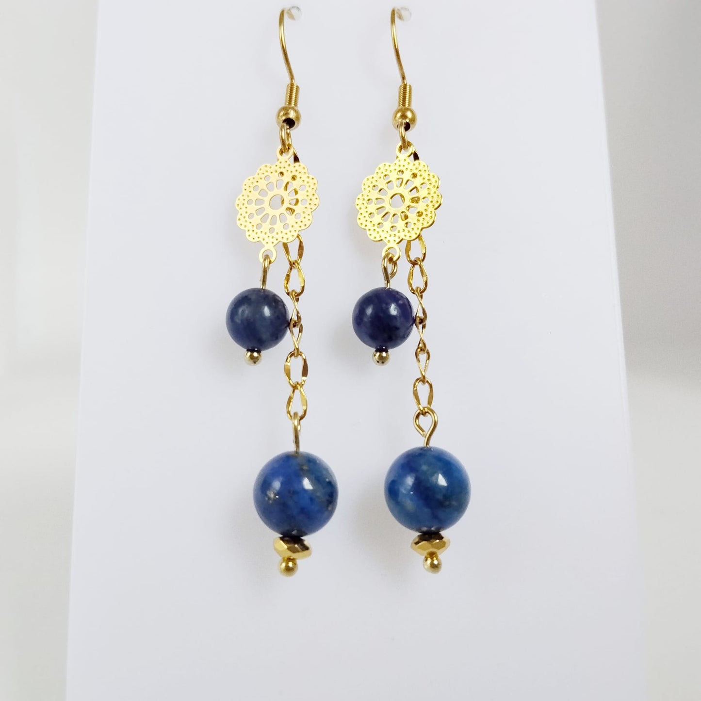 Boucles d'oreilles en pierres naturelles - Lapis lazuli - Sodalite - Bohème