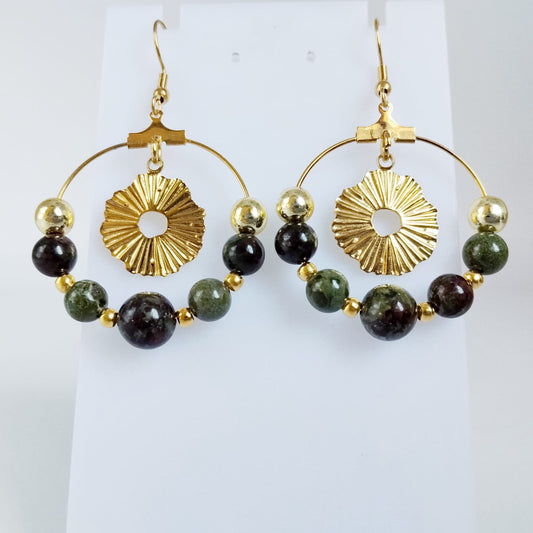 Boucles d'oreilles en pierres naturelles - Jaspe Sang de Dragon