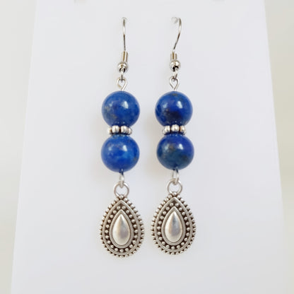 Boucles d'oreilles en pierres naturelles - Lapis Lazuli - Goutte