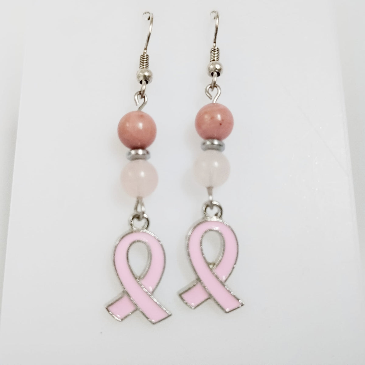 Collection en pierre naturelle - Octobre rose - Bracelet - Collier - Boucles d'oreilles - Porte clefs