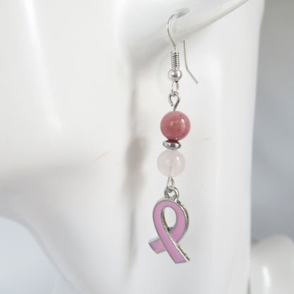 Collection en pierre naturelle - Octobre rose - Bracelet - Collier - Boucles d'oreilles