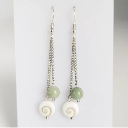 Boucles d'oreilles - Oeil de Sainte Lucie - Jade de Birmanie