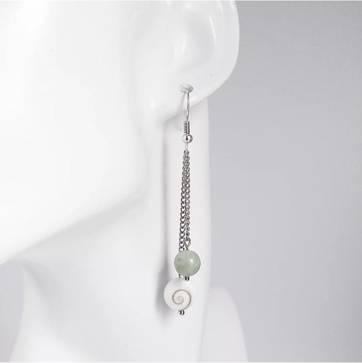 Boucles d'oreilles - Oeil de Sainte Lucie - Jade de Birmanie