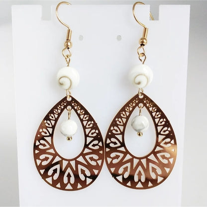 Boucles d'oreilles en pierres naturelles  - Oeil de Sainte Lucie et Howlite