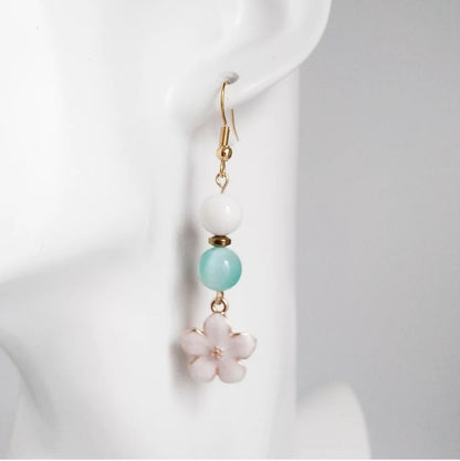 Boucles d'oreilles en pierres naturelles - Garniérite - Nacre