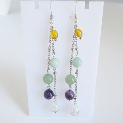 Boucles d'oreilles - anti eczéma et psoriasis femme en pierres naturelles
