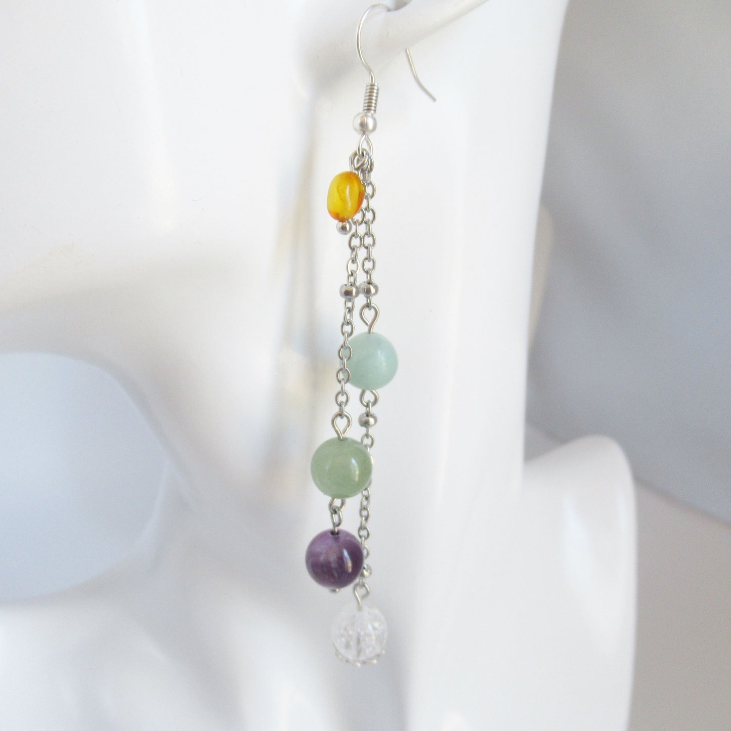 Boucles d'oreilles - anti eczéma et psoriasis femme en pierres naturelles