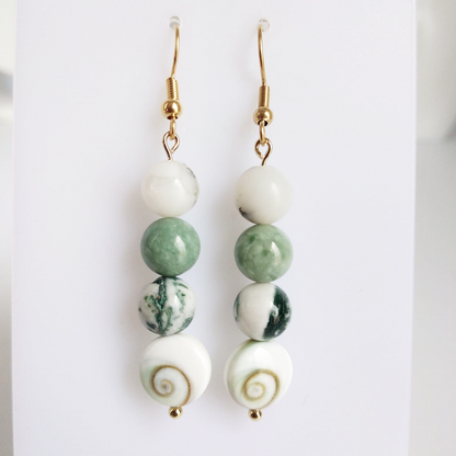 Boucles d'oreilles en pierres naturelles - Chance - Porte bonheur - Prospérité femme