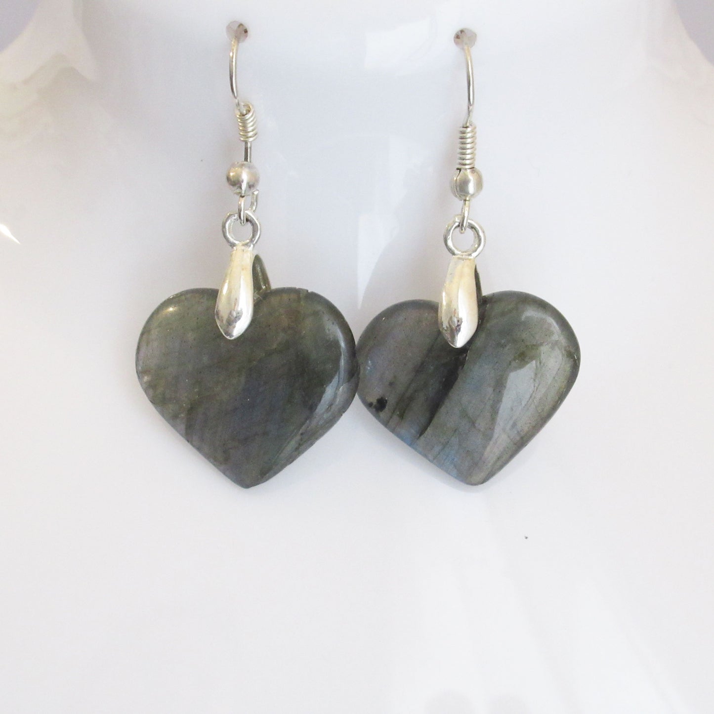 Boucles d'Oreilles - Labradorite - Coeur