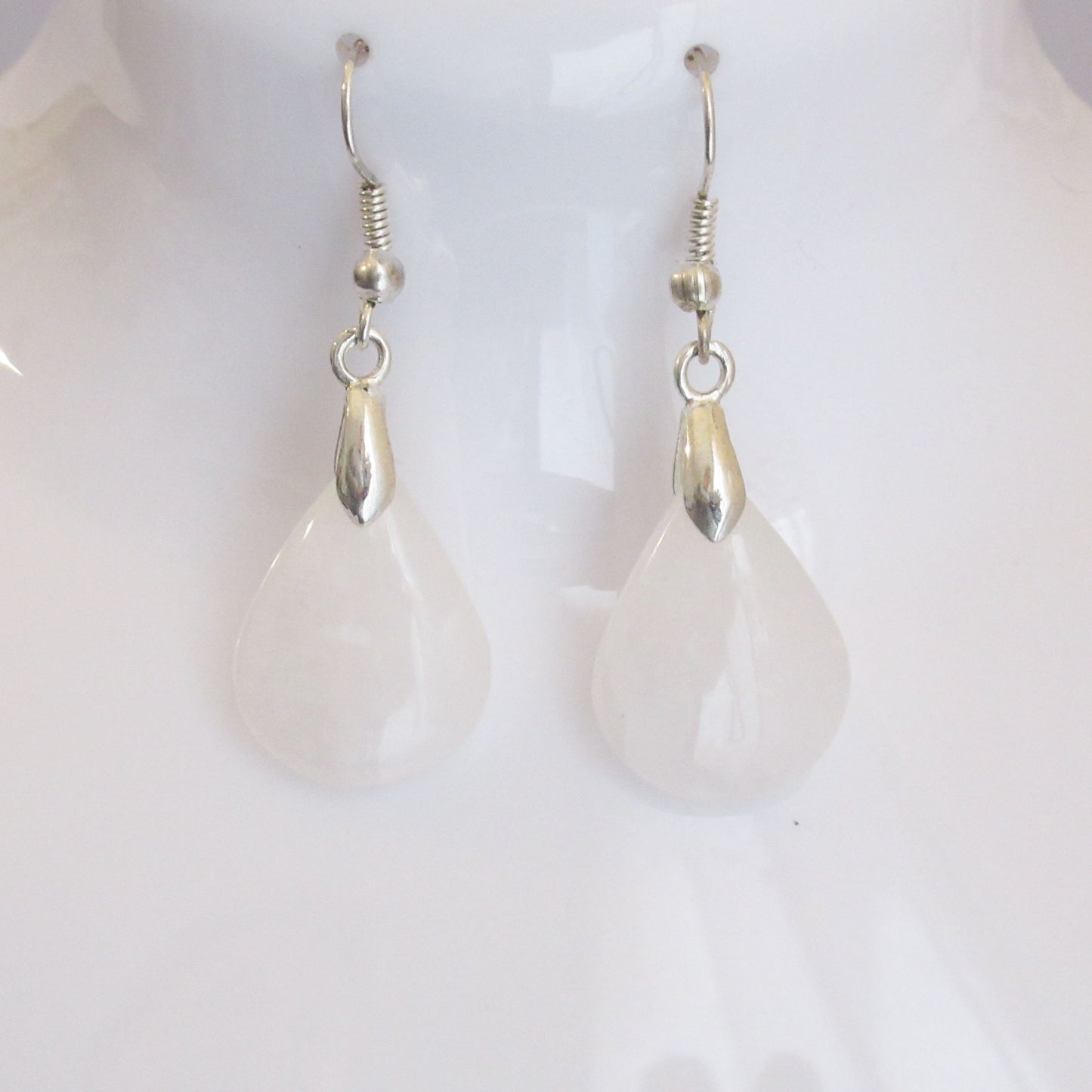 Boucles d'Oreilles - Pierre de Lune blanche - Goutte