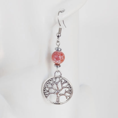 Boucles d'oreilles en pierres naturelles - Perles + Arbre de Vie