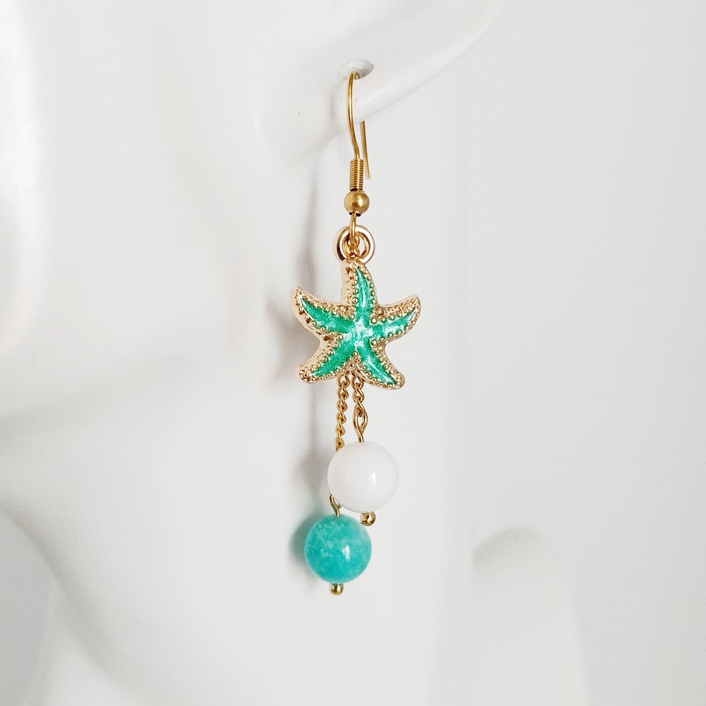 Boucles d'oreilles en pierres naturelles - Amazonite - Nacre