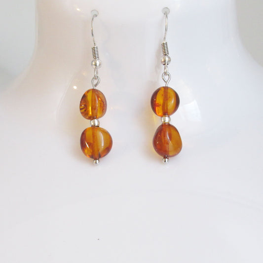 Boucles d'oreilles en pierres naturelles - Triple perles