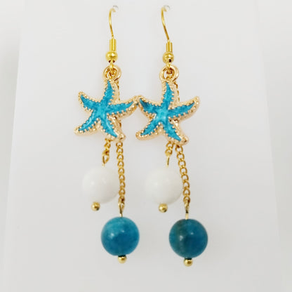 Boucles d'oreilles en pierres naturelles - Apatite AAA - Nacre