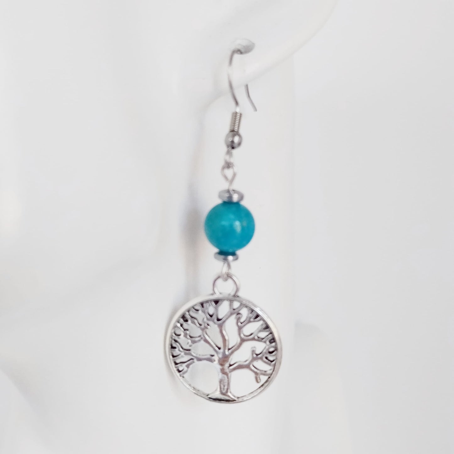 Boucles d'oreilles en pierres naturelles - Perles + Arbre de Vie
