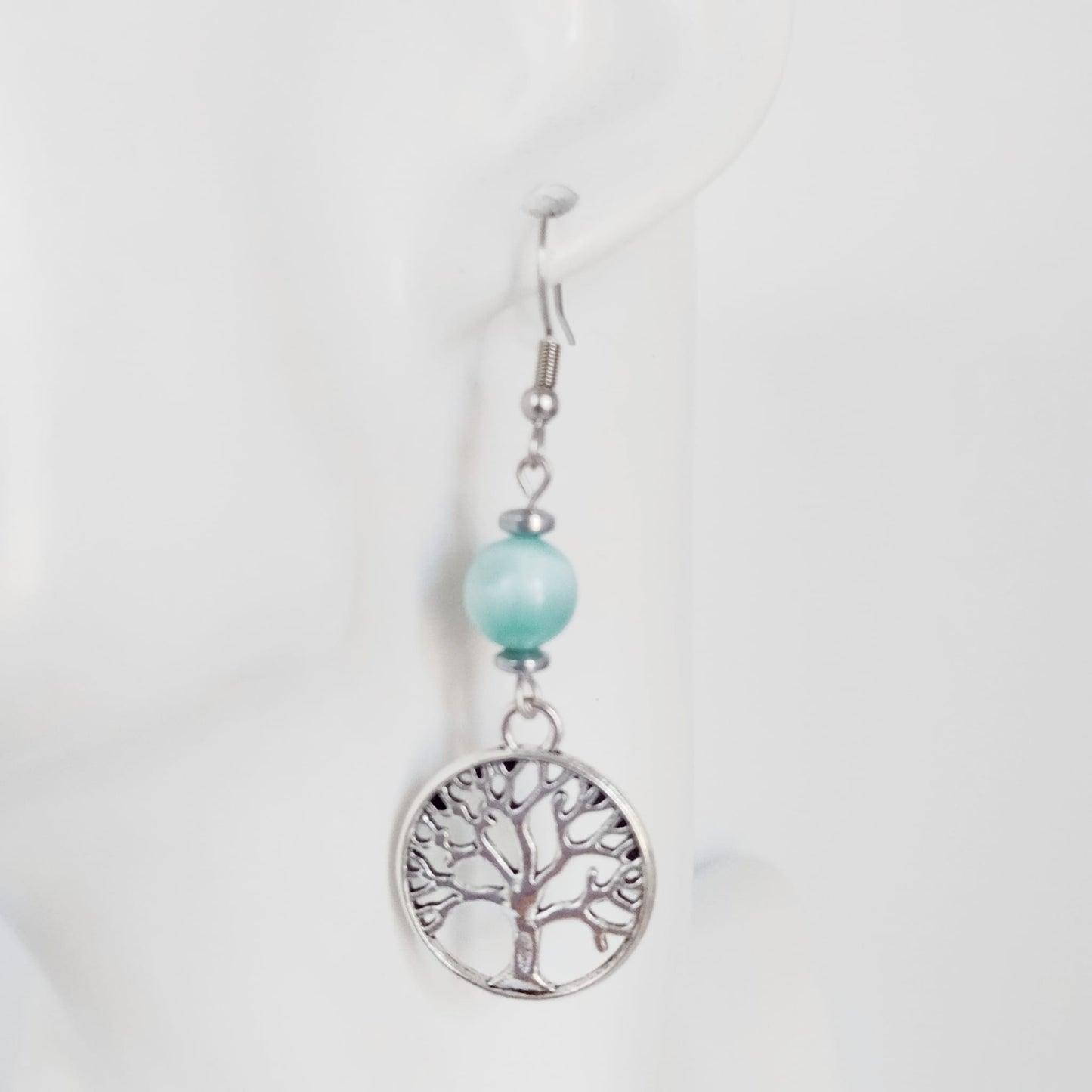 Boucles d'oreilles en pierres naturelles - Perles + Arbre de Vie