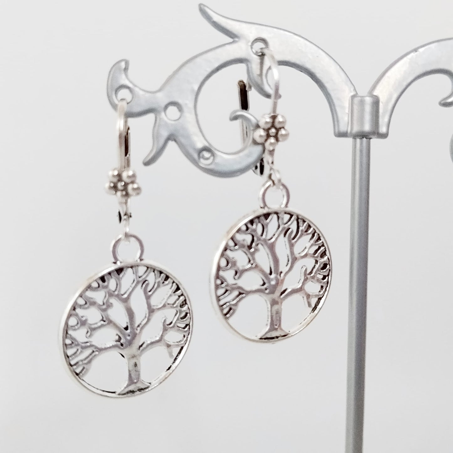 Boucles d'oreilles en pierres naturelles - Perles + Arbre de Vie