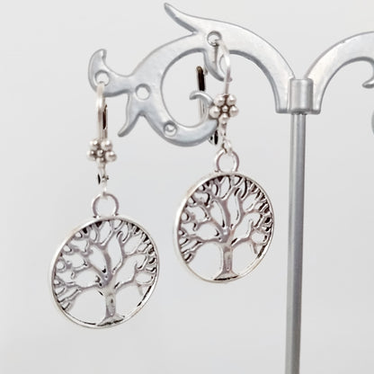 Boucles d'oreilles en pierres naturelles - Perles + Arbre de Vie